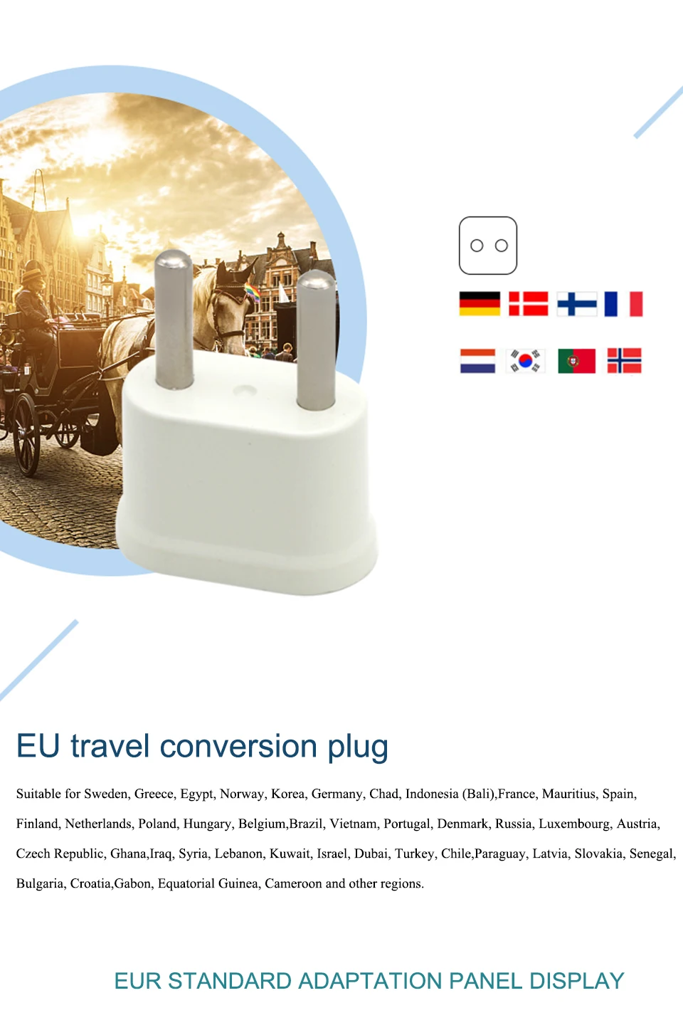 1PC 4.8mm US To EU Plug USA To Europe Travel Wall AC Power Plug Charger Outlet Adapter Converter 2 Round Pin Electrical Socket (4)