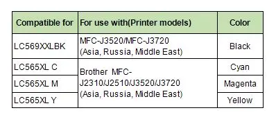 YOTAT 1 компл. совместимый картридж с чернилами для брата LC569 LC565 для брата MFC-J2310 MFC-J2510 MFC-J3520 MFC-J3720