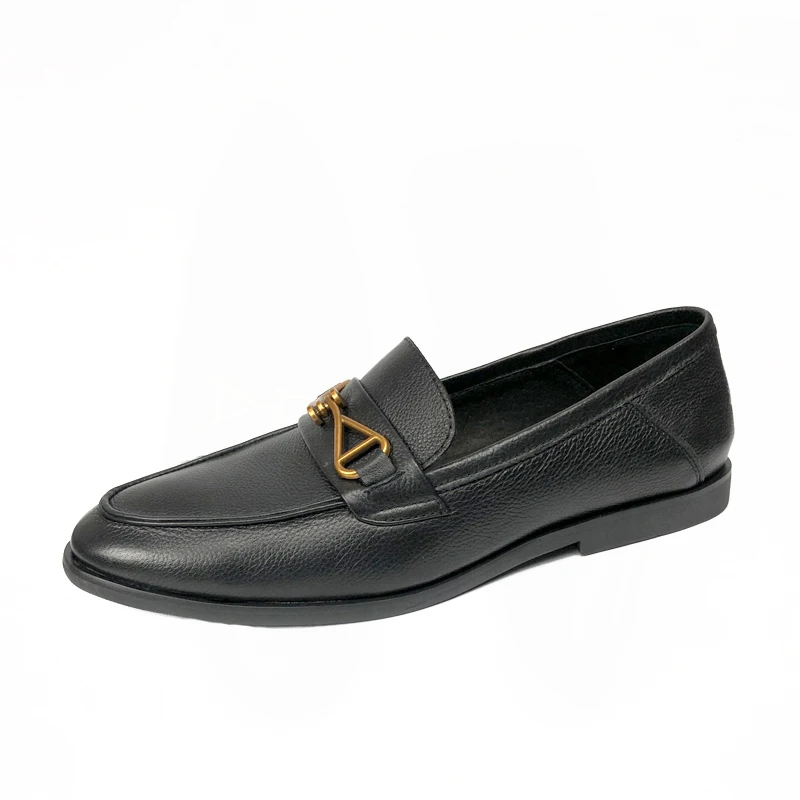

Genuine Leather Men shoes Fashion Handmade Loafers Black Gentleman Streetwer Dress Shoes Men Business Driving Party Shoes