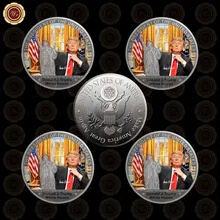 WR Silver Plated Coin Copy Silver Coin US 45th President Donald Trump Luxury Coin Christmas 5pcs/lot