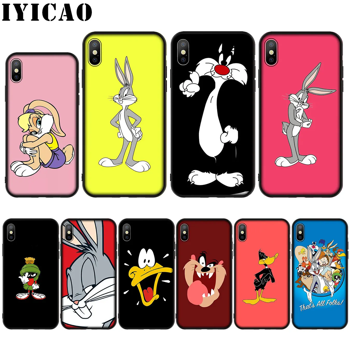 

Looney Tunes Pattern Silicone Soft Case for iPhone 11 Pro Max XR X XS Max 8 7 6 6S Plus 5 5S SE Cover