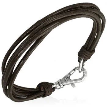 

Cheap price leather cord bracelet with lobster clasp fashion leather bracelet for men 50pcs/lot