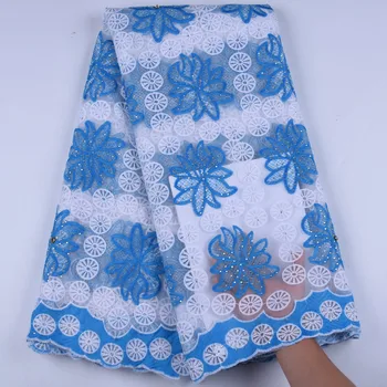 

African Lace Fabric Cotton Nigeria Handmade Stones Embroidery Milk Silk French Tulle Lace Fabric For Party Dress A1608