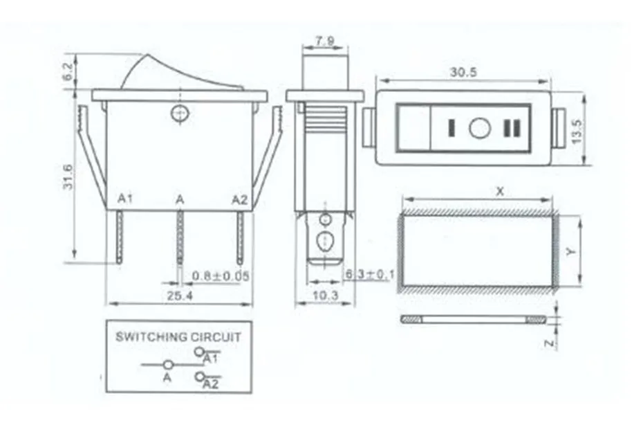 5 шт./лот AC 15A 250 V/20A 125 V 3 Pin SPDT KCD3 вкл.-ВЫКЛ. 3 положения перекидной клавишный выключатель Черный