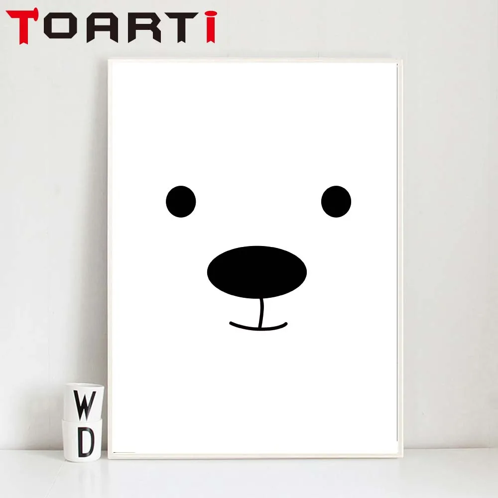Cartoon Bear Panda Nordic Poster Wall Art Canvas Painting Black White Posters And Prints Wall Pictures For Kids Room Home Decor (6)