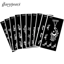 10 Простыни Детские татуировки хной трафарет цветок Цепочки и ожерелья Jewelry шаблон для Красота Для женщин Макияж сзади Средства ухода за кожей Книги по искусству татуировки шаблон Горячие S200#14