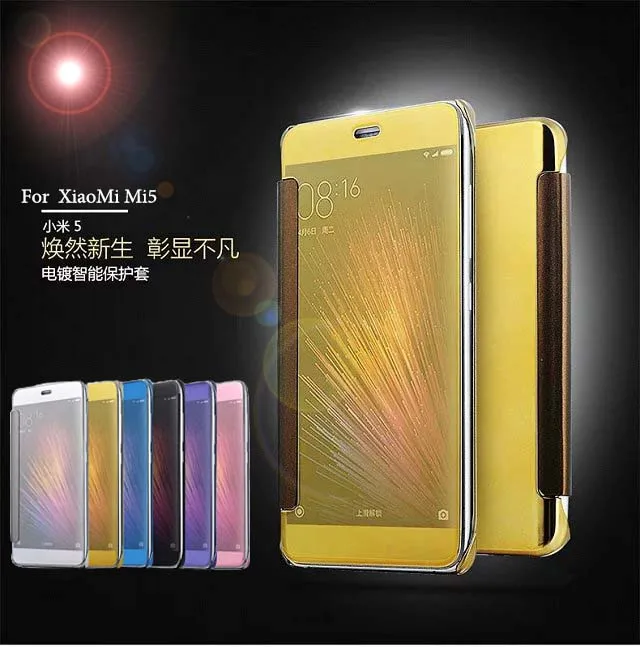 

For Xiaomi Mi5 Mi 5S Case Luxury Original Mirror View Window Smart Flip Cover For XiaoMi Mi5 Mi5S Mi 5S Mobile Phone Bag Coque