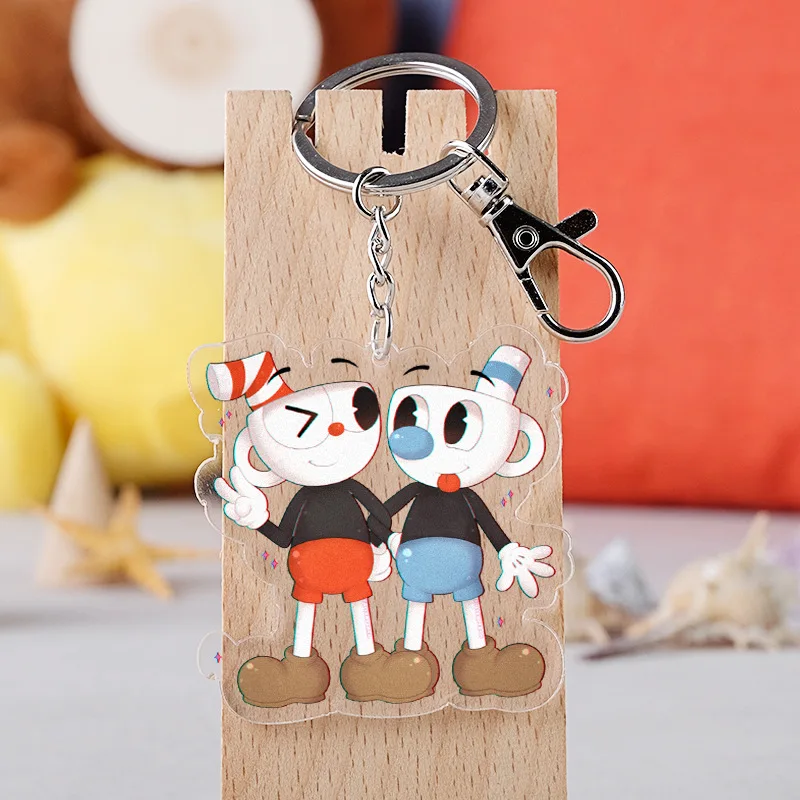 

Game Cuphead Cartoon Figure Car Key Chains Holder Best Friend Graduation Christmas Day Gift