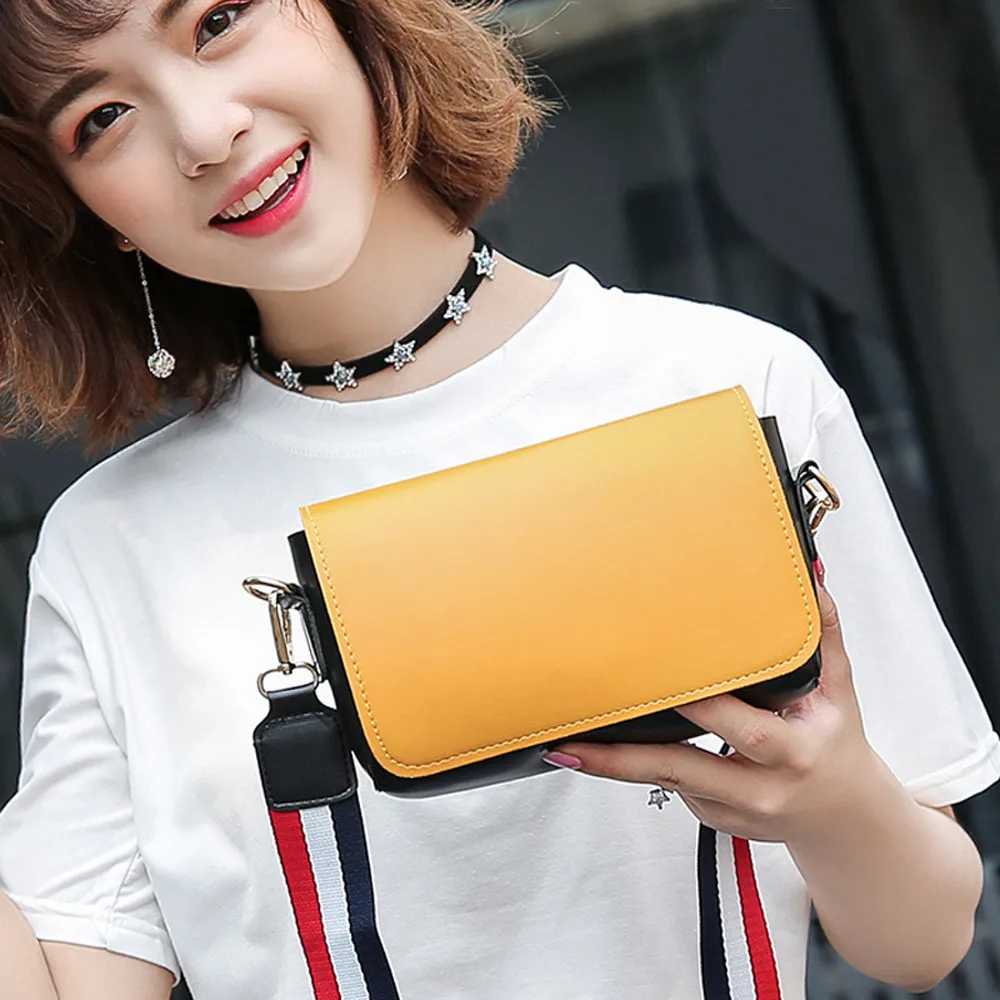 

2018 hot Women's Fashion PU Panelled Hasp Bucket Crossbody Shoulder Bags