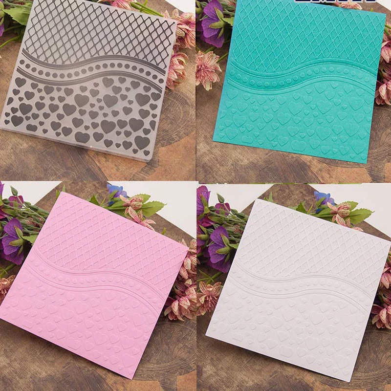 15*15cm heart dot NET wave Line Embossing folders for card making