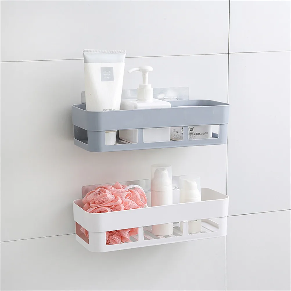 Suction Cup Wall Mounted Bath Rack Shower Holder Bathroom Box Storage Shelf