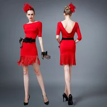 Стиль латинские танцевальные платья для женщин коктейльное шоу одежда для подростков женское Чача женское для современных танцев пачка кисточкой платье W1193