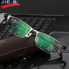 Титановый сплав, качественные Мультифокальные линзы, очки для чтения, мужская мода, полуоправа, прогрессивные очки, квадратные диоптрийные очки