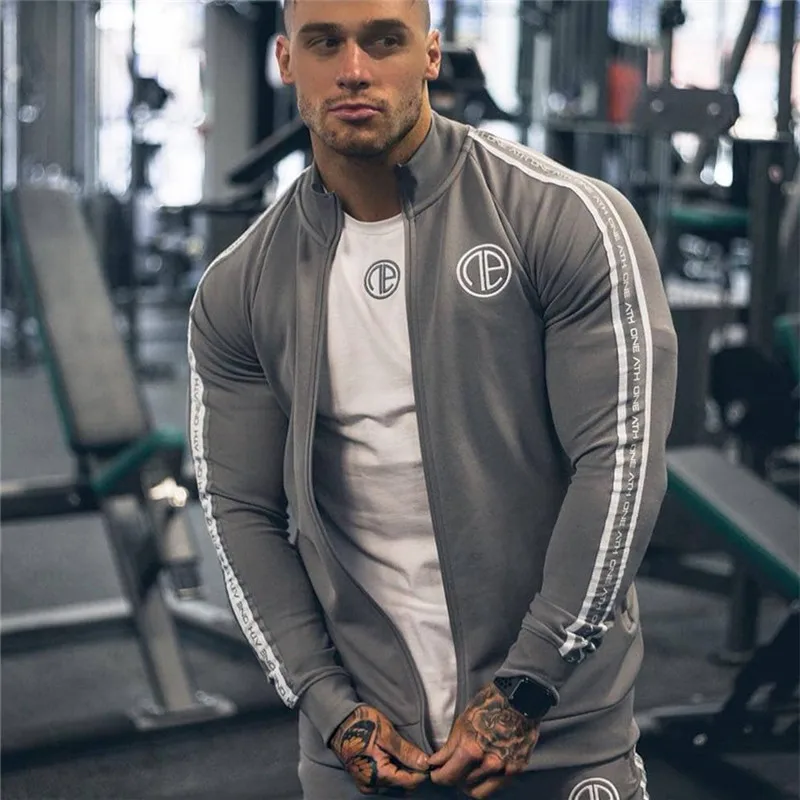 

FRMARO 2019 Men's Fitness Hooded Sweatshirt Gyms Clothing Hoodies Workout Embroidery Hoodies Men's Fitness Slim Hooded jacket