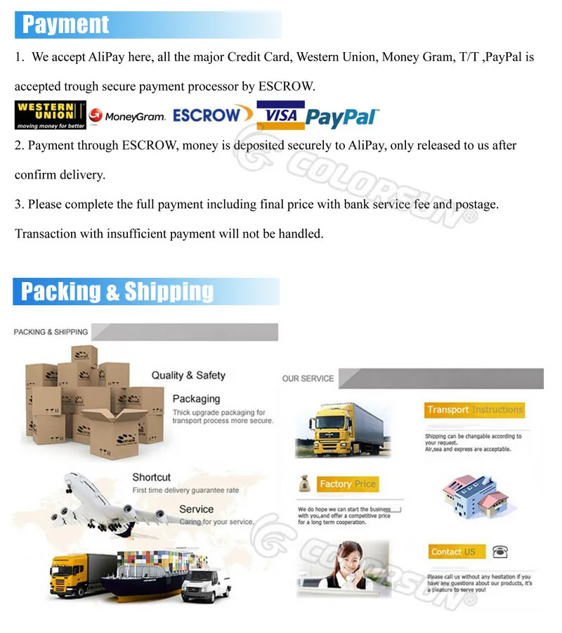 payment,packing & shipping