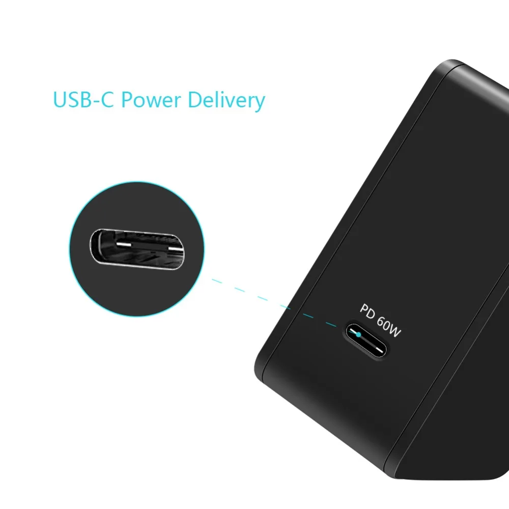 Yojock 60W USB Type-C Wall Charger Power Adapter with Power Delivery for Apple MacBook/iPhone X/8 P