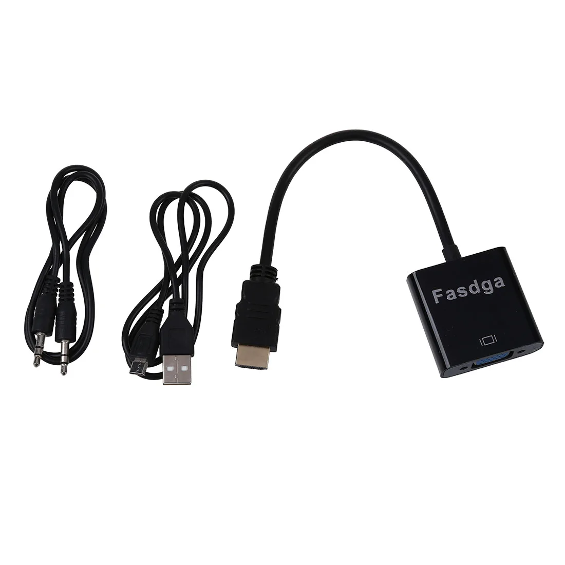 Fasdga 1080 P HDMI to VGA с аудио конвертер адаптер USB Мощность видео кабель черный| |