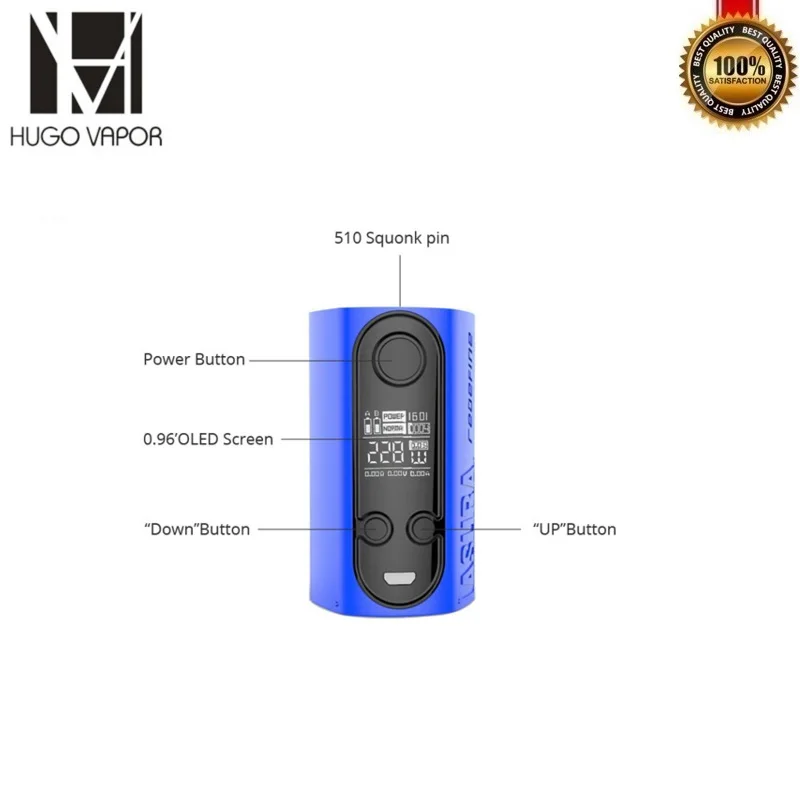 Hugo Vapor Asura 2-в-1 228 Вт Squonk коробка Mod TC GT228 Чипсет создано Двойной 18650 Батарея аккумуляторные блоки для электронных сигарет