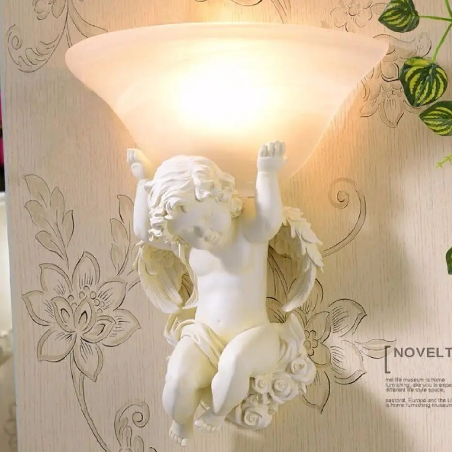 

European art resin Wall lamps led lamps Living room decoration beige angel wall lamp E27 led lustre lighting wall light Z30