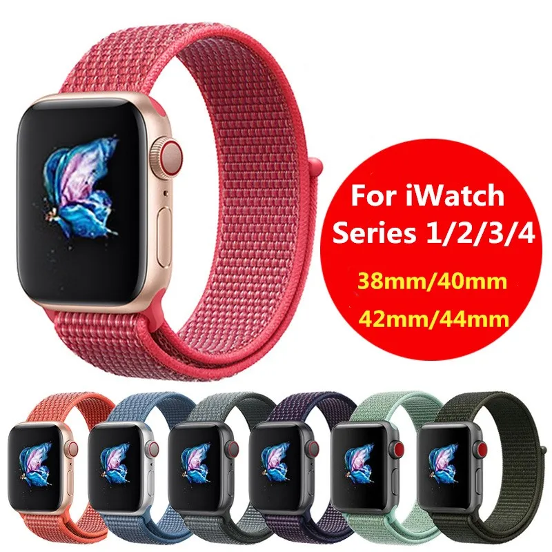 Sports Nylon Watch Band Strap 40mm 44mm for Apple Watch Bands 38mm 42mm Bracelet Replacement Strap For iWatch 1 2 3 4 Wristband