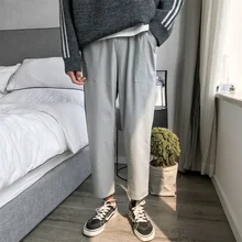 Fashion Casual Men's Straight Pants Spring And Autumn New M-2XL Wild Loose Nine Pants Gray Black Personality Youth Popular Fashion Casual Men's Straight Pants Spring And Autumn New M-2XL Wild Loose Nine Pants Gray Black Personality Youth Popular