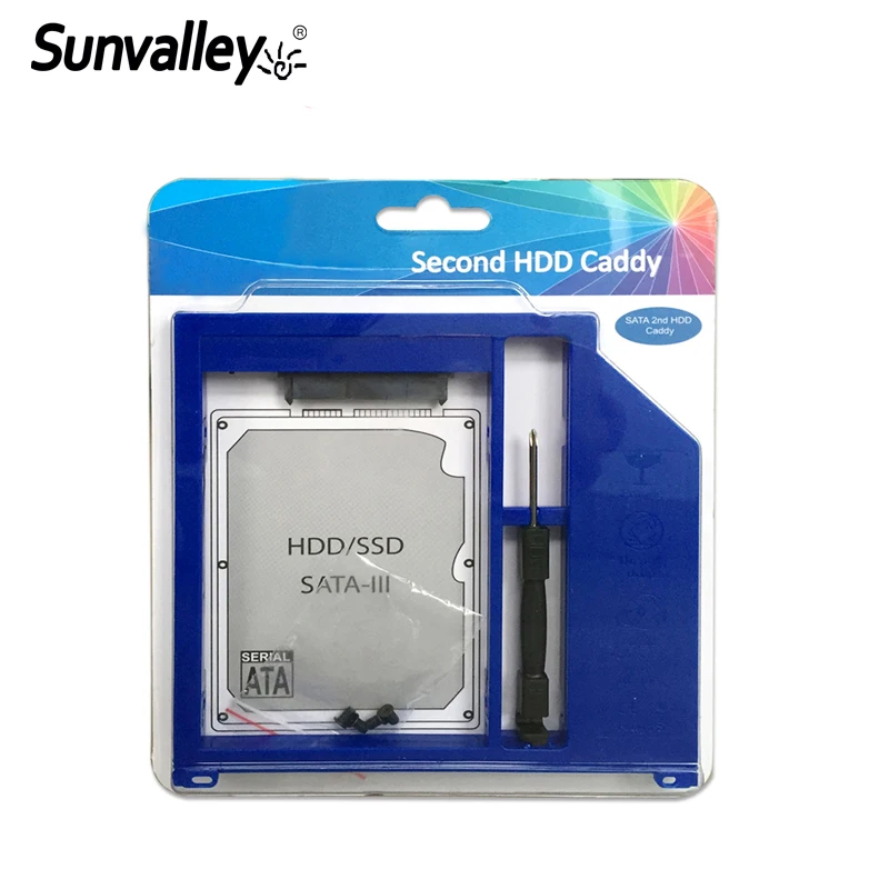 Sunvalley 2nd HDD Caddy 9,5 мм пластиковый 2," чехол для SSD, HDD SATA to SATA 3 для Apple Macbook Air Pro 13" 1" 17" DVD/CD-ROM Optibay