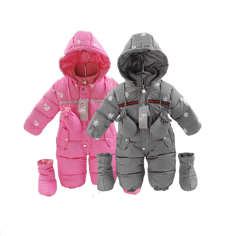 

Russia winter Baby Snowsuit Baby Down Rompers 9-24 M Jumpsuit Girl Winter Clothes Infant Girl Coats kids Warm Jacket Outwear