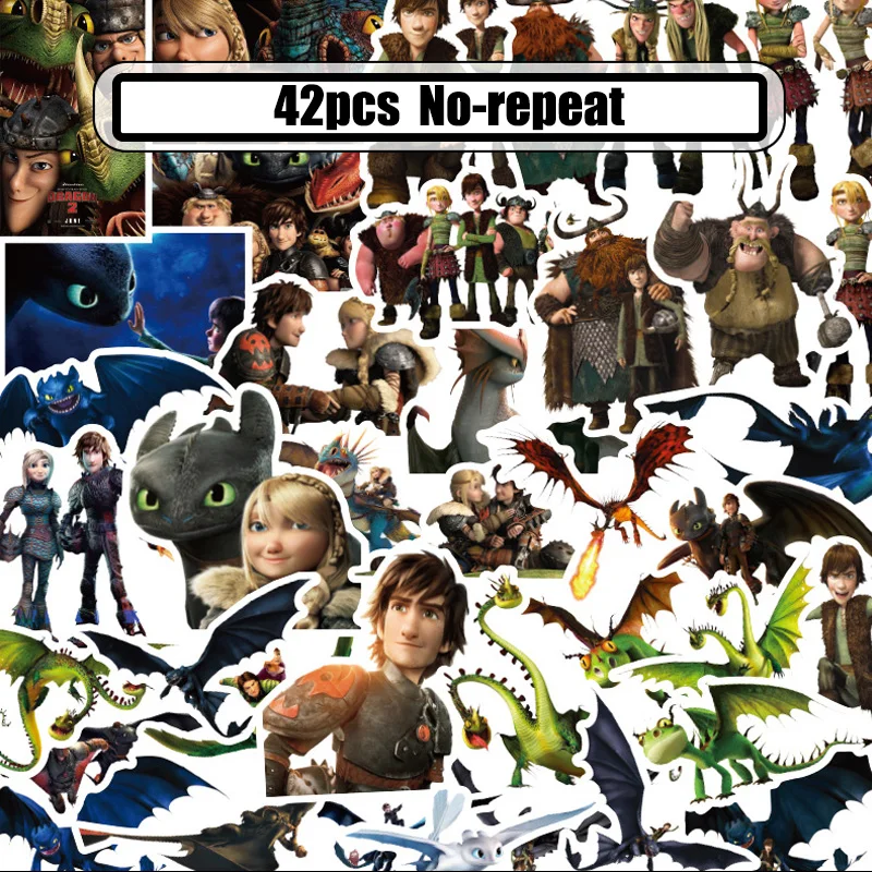 

42pcs How to train your dragon anime fans funny decal scrapbooking stickers decoration phone laptop waterproof cartoon accessory