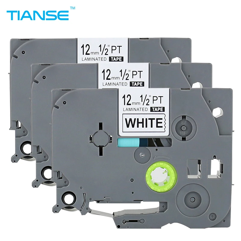 

TIANSE 3pcs tze231 tz231 Black on White for Brother P-touch Printer label tape tze-231 tz-231 12mm tz tze 231 laminated ribbons