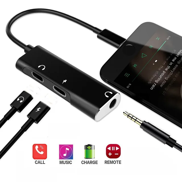 3 in 1 Charger Headphone Adapter for iPhone X 7 8 Plus iPad Aux Cable