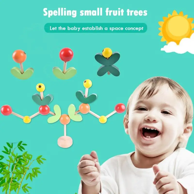 Красочный детский сад фруктовых деревьев DIY 3D игрушка-головоломка деревянная раннее образование модель Наборы Детские обучение по методу
