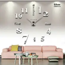Quartz nieuwe home decoratie acryl spiegel grote wandklok 3D DIY big size muursticker klok modern design unieke mode gift