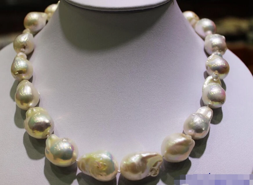 

Jew3109 White Beautiful keshi pearl necklace 17.5INCH "handmade" Alloy