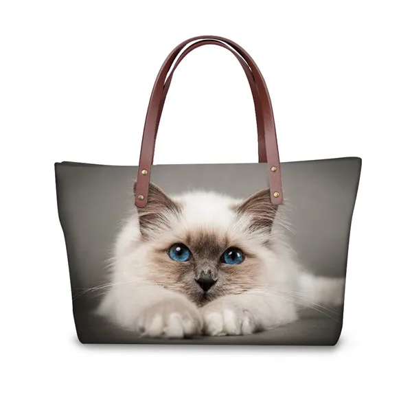 FORUDESIGNS/Сумочка для животных для женщин, Повседневная сумка через плечо, Черная 3D кошка, женская сумка, большая Женская дорожная сумка Bolsa - Цвет: H139AL