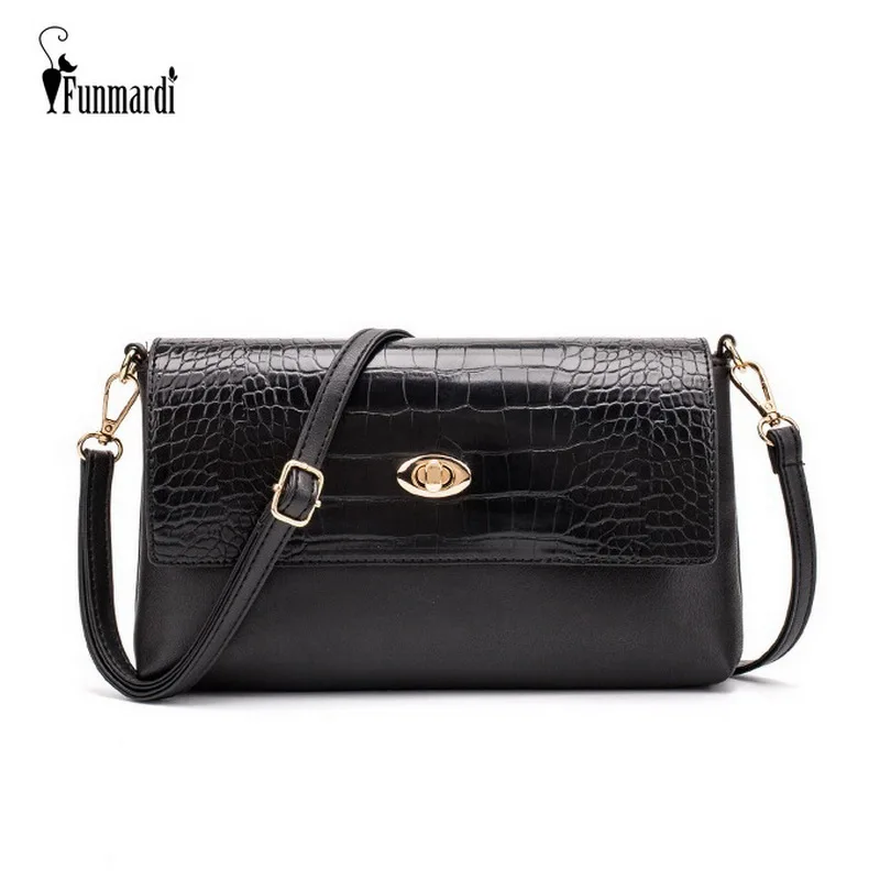FUNMARDI Female Crossbody Bags High Quality PU Leather Women Bag Crocodile Pattern Shoulder Envelope Flap WLHB1843 |