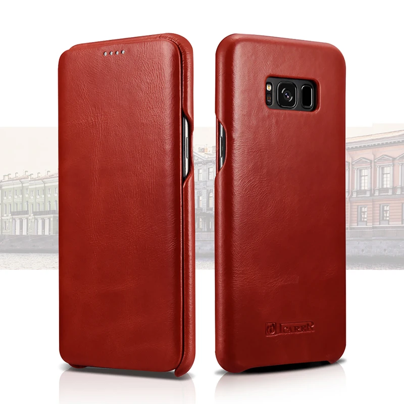 bilder für Icarer Gebogene Kante Vintage Flip rückseite Fall für Samsung galaxy s8/s8 plus rindsleder coque magnetverschluss buch stil bilder für Icarer Gebogene Kante Vintage Flip rückseite Fall für Samsung galaxy s8/s8 plus rindsleder coque magnetverschluss buch stil