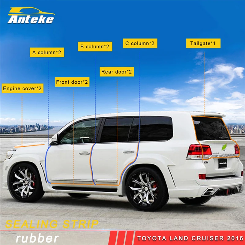 ANTEKE для Toyota Land Cruiser 2016 автомобильный резиновый уплотнитель на клейкой основе звук изоляционный уплотнитель край отделка автомобиля