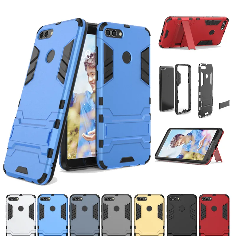 

Luxury Armor Shockproof Phone Case For HUAWEI Y9 2019 Hybrid PC Soft TPU Protective Back Cover For Y9 2019 Case With Holder