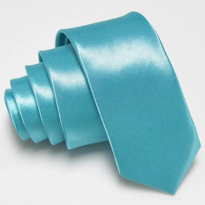 Мужские тонкие галстуки узкий галстук однотонный, из полиэстра Дешевые 36 цветов модные аксессуары 5 см Ширина - Цвет: 7 Turquoise blue