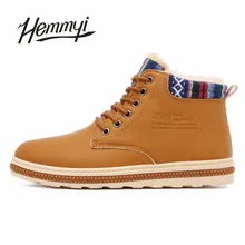 Hemmyi winter shoes for men new 2017 ankle boots lace-up keep warm national wind decoration male botas homme snow boots
