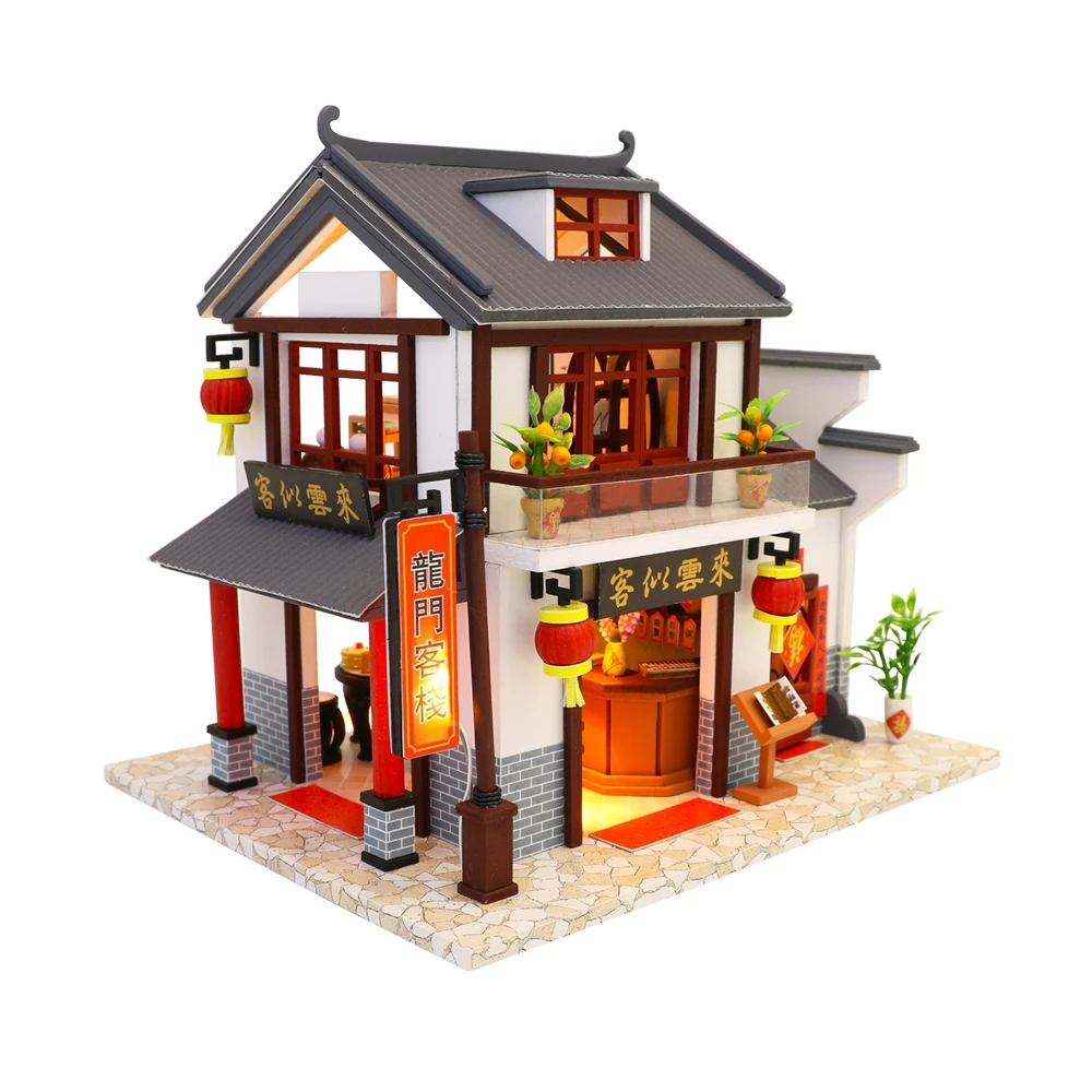 Wooden Furniture DIY Doll House Miniature Puzzle Assemble 3d Miniaturas Dollhouse Kits Toys For Children Birthday Gift M901