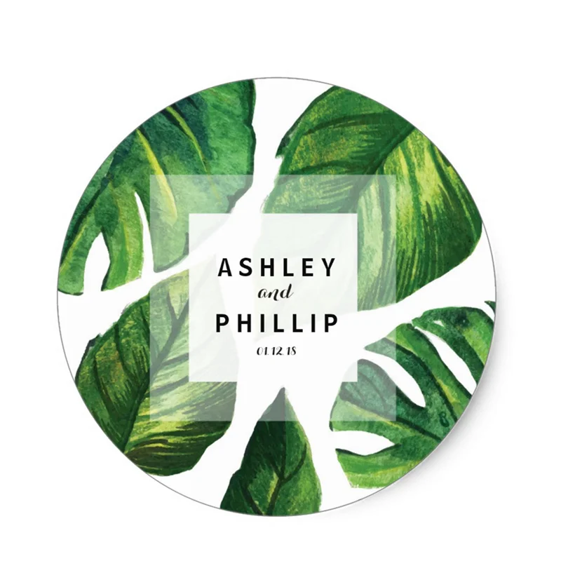 

Tropical Sticker, Palm Tree, Beach Wedding Classic Round Sticker