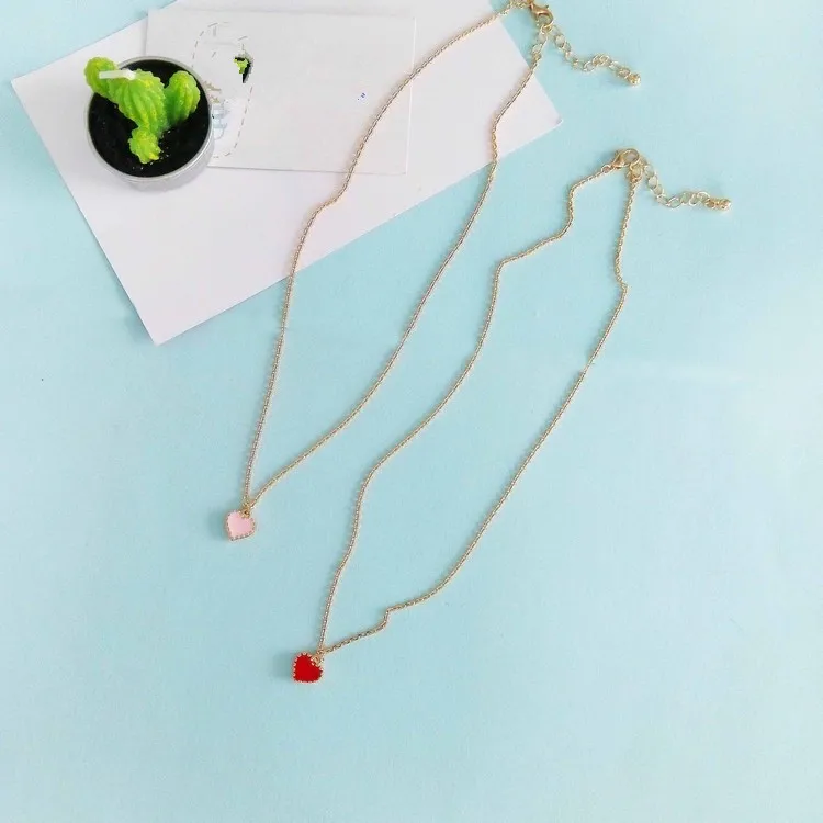Модная женская одежда аксессуары ожерелье красные сердца ключицы цепь с минималистичным ключицы цепь ожерелье для женщины