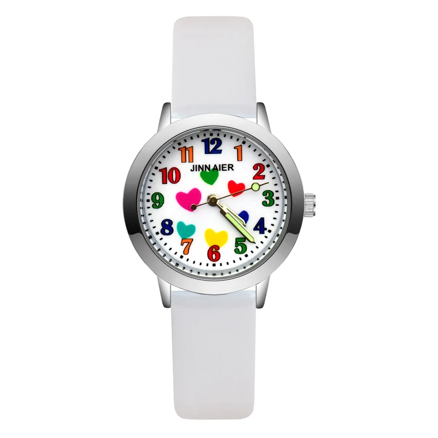

Fashion Cartoon Cute pretty Heart-shaped style Children's Watches Kids Student Girls Boys Quartz leather Wrist Watch clock JA158