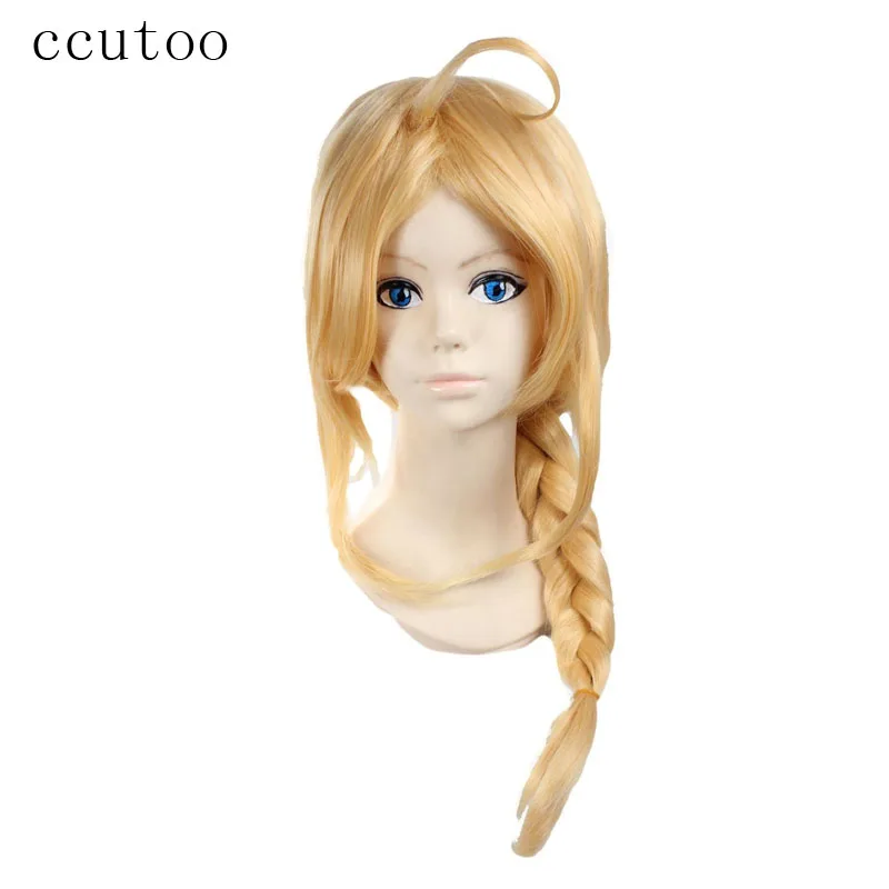 Ccutoo 2" золотистая средняя оплетка прямой стильный синтетический парик Стальной алхимик Эдварда Элрика косплей полный парик - Цвет: Блондинка
