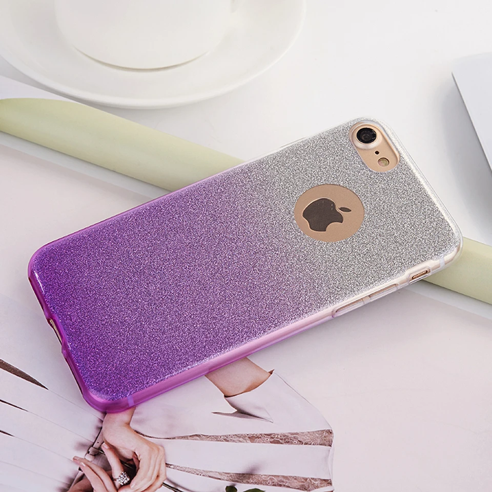 For iphone 7 Rainbow Glitter 2 in 1 TPU Case SE 5 5S 6 6S 8 Plus X Cover Silicone Cases OnePlus One 3 3T 5T Soft Fundas |