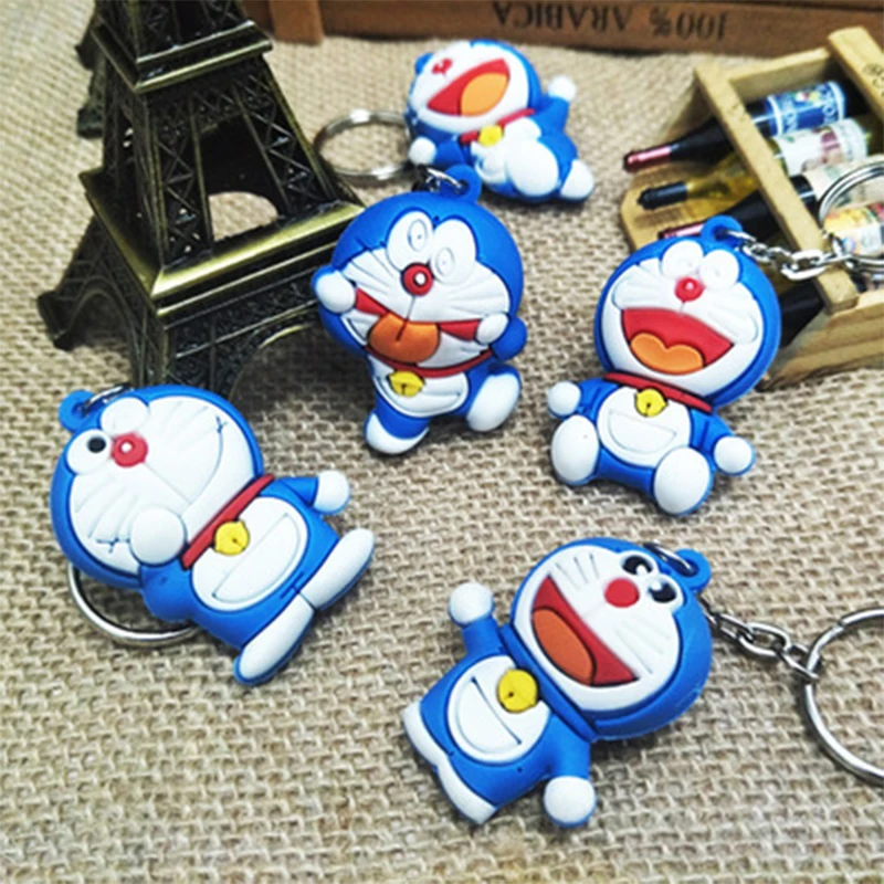 

Doraemon Action Figure toys 3D cartoon pendant keyring Much Joy Treasure Display miniFigurines pvc keychain kids toys