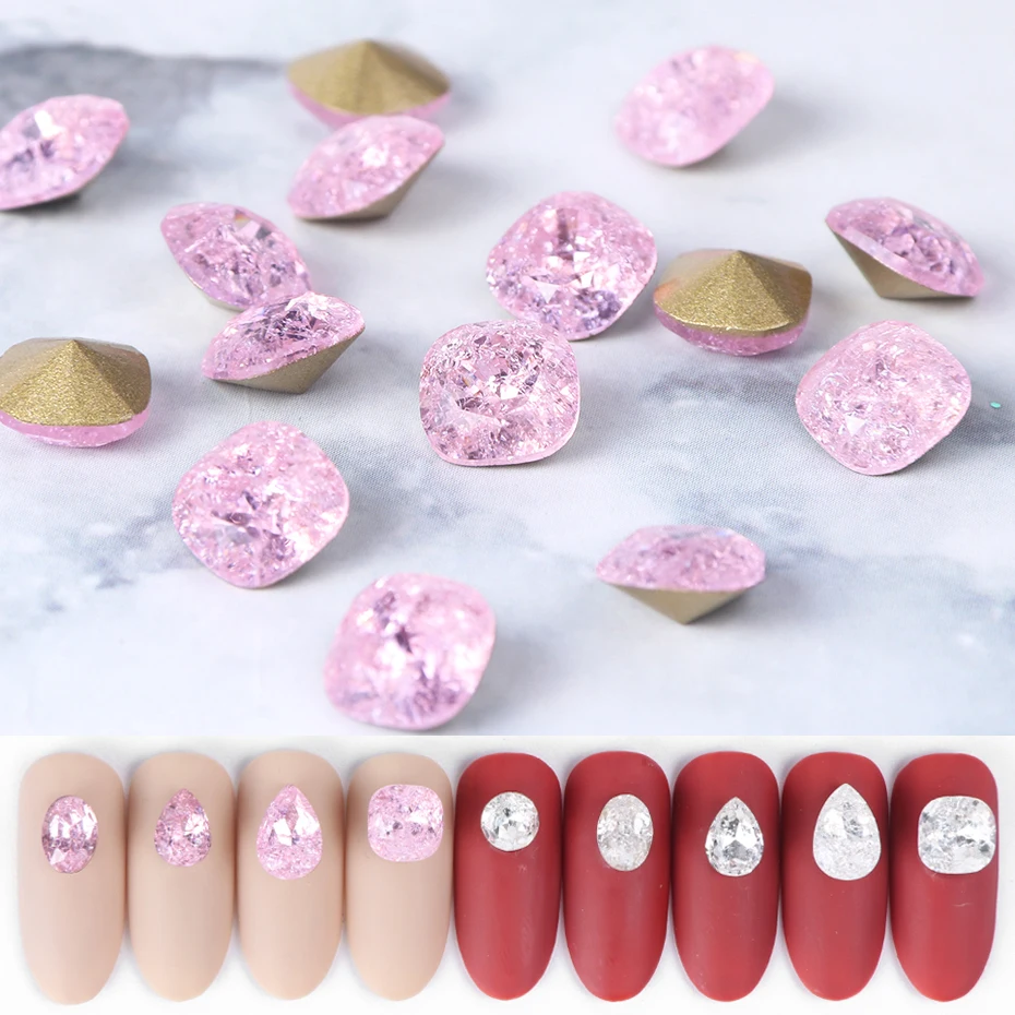 10pcs Crystals Nail Art Decorations Rhinestones Opal Diamonds Strass Nails Accessories Stones Ice Flower Gems For Nail Art LA965