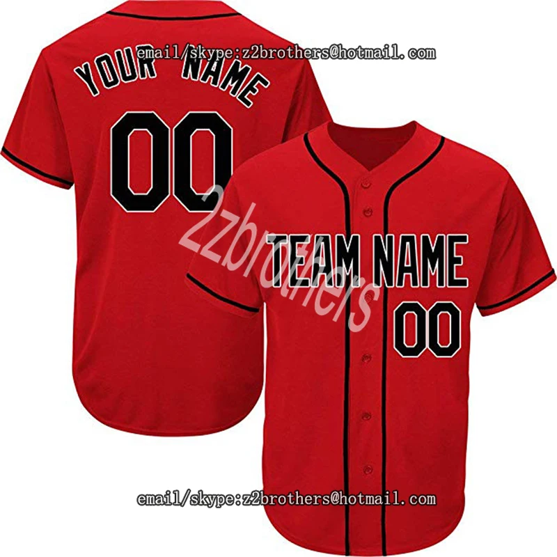 

Red Wholesale OEM Custom Baseball Jersey for Men Women Youth Practice Embroidered Your Name & Numbers Design Your Own Team Logo