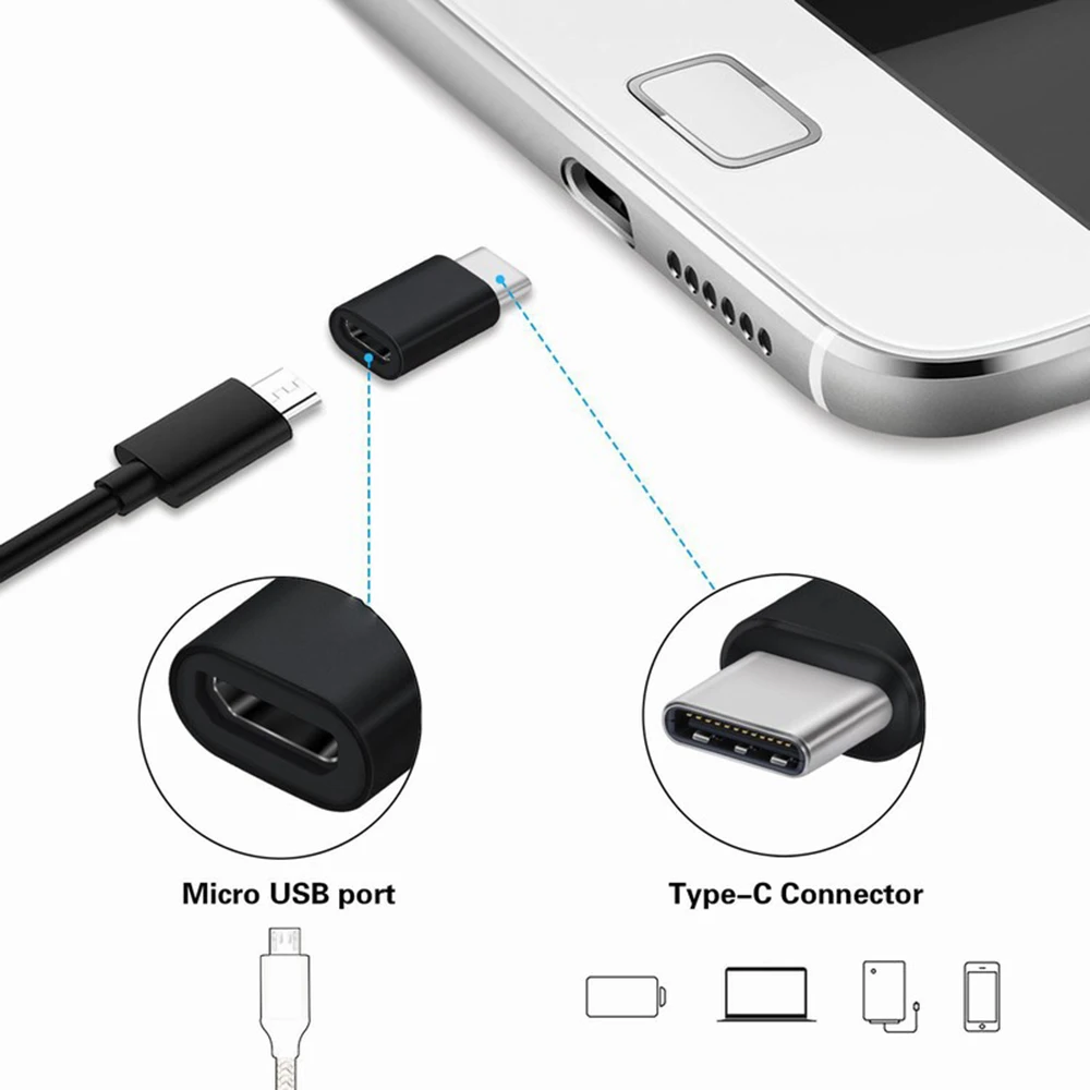 Micro USB to Type C Adapter Data Charging Connector For Samsung Galaxy S8 Plus S9 Note 8 Huawei P10 P9 Oneplus 5 5T Xiaomi Mi A1 (5)